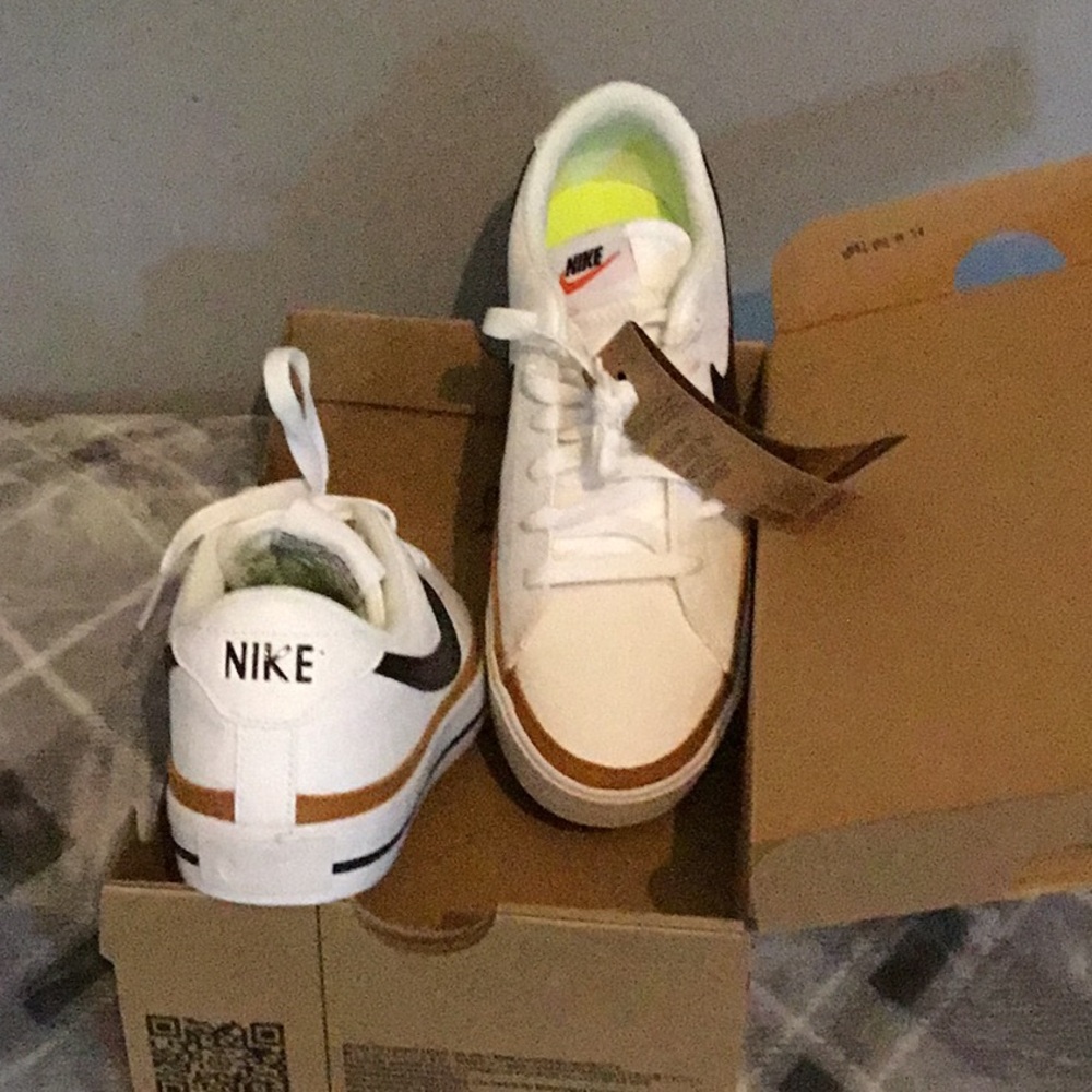 Nike White and Gold Casual Shoes